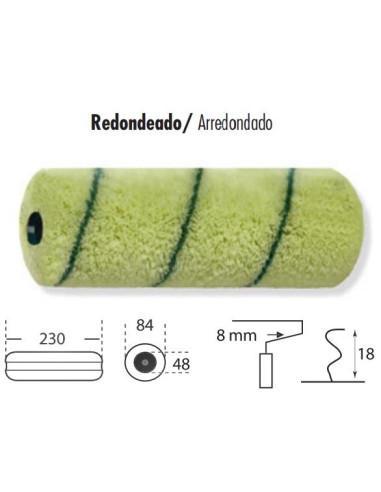 Recambio rodillo poliamida rotaflor 22 cm round