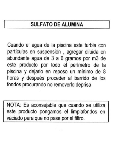 SULFATO DE ALUMINA BOTE 1 KILO