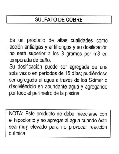 SULFATO COBRE ARENILLA 1 Kg
