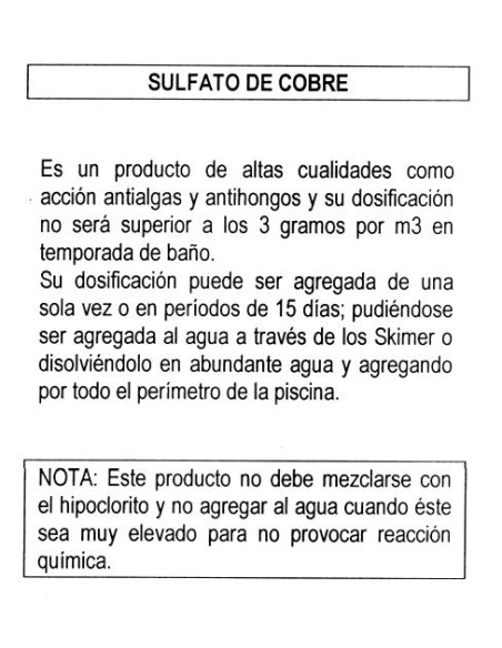 SULFATO COBRE ARENILLA 1 Kg