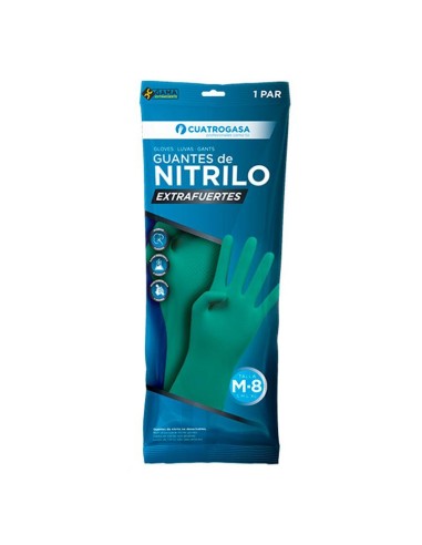 GUANTES NITRILO EXTRAFUERTE FLOCADO T-L (8-9) - UD