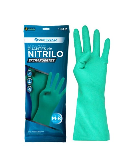 GUANTES NITRILO EXTRAFUERTE FLOCADO T-L (8-9) - UD