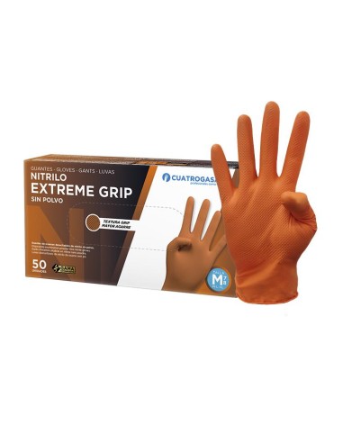 GUANTES EXTREME GRIP NARANJA Cj 50 UD T-L