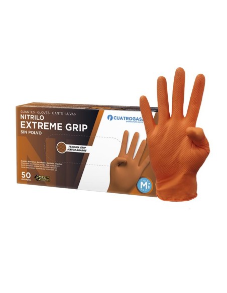GUANTES EXTREME GRIP NARANJA Cj 50 UD T-L