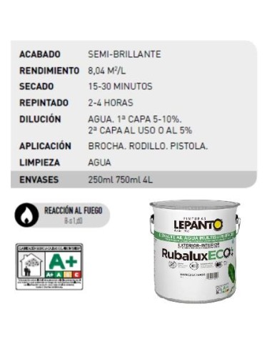 RUBALUX ECO SEMIBRILLO NEGRO 250 ml.