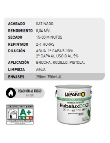RUBALUX ECO SATINADO NEGRO 750 mL.