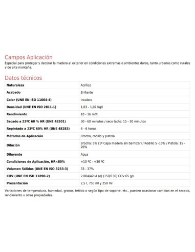 Barniz eco DECO. intemperie tx brillo inc 750 ml.
