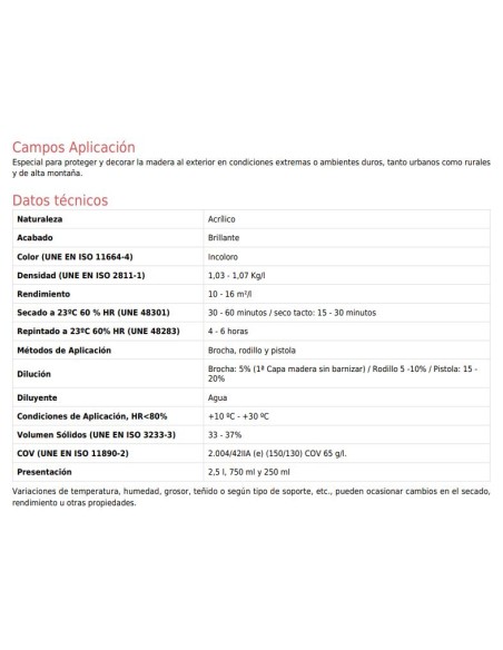 Barniz eco DECO. intemperie tx brillo inc 750 ml.