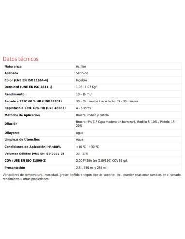 Barniz eco deco intemperie tx sat inc 750 ml.