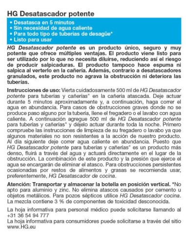 DESATASCADOR POTENTE HG - 1 Lt.