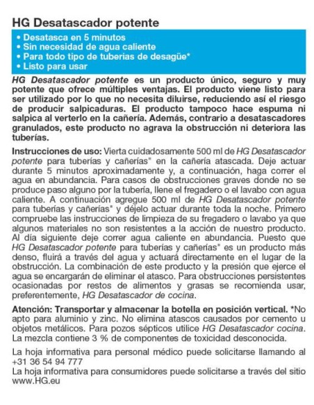 DESATASCADOR POTENTE HG - 1 Lt.
