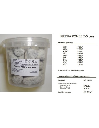 PIEDRA POMEZ TERRON 2/5 cm BOTE 350 GR APROX