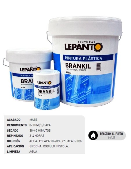 PINTURA PLASTICA MATE INT-EXT BRANKIL - 750 ML.