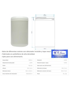BOTE DUQUESA NATURAL 1 LITRO CON TAPA Y OBTURADOR 2