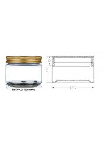 TARRO 100 ML DIAMETRO 70 mm - CON TAPA NEGRA MATE UD