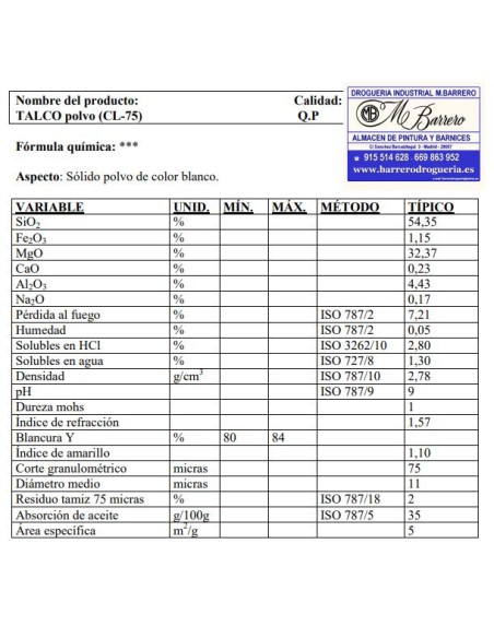 TALCO POLVO EXTRAVENTILADO  1 Kg.