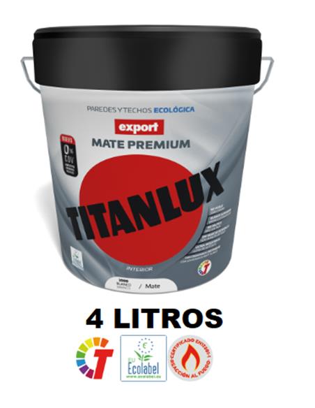 PINTURA PLASTICA MATE TITAN EXPORT BLANCO PREMIUM 4 LITROS