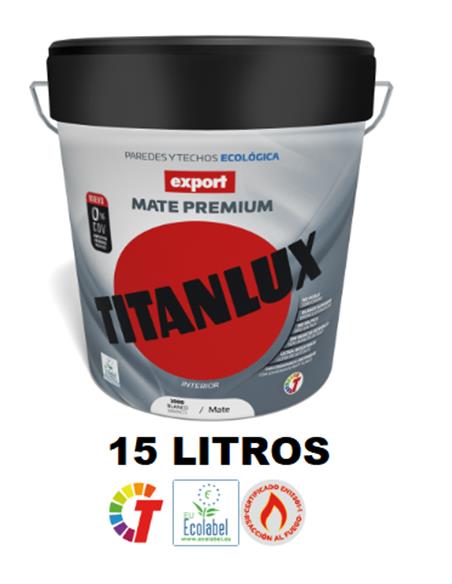 PINTURA PLASTICA MATE TITAN EXPORT BLANCO PREMIUM 15 LT