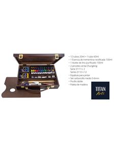 MALETIN MADERA OLEO 12 TB 20 ml.+ 1 TUB 60 ml.TITANARTS 2