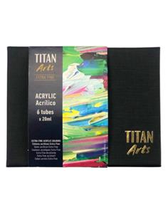 SET ACRILICO TITAN EXTRA FINO 6 TB DE 20 ml.