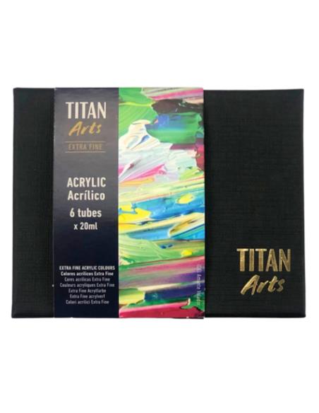 SET ACRILICO TITAN EXTRA FINO 6 TB DE 20 ml.
