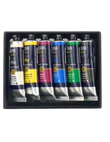 SET ACRILICO TITAN EXTRA FINO 6 TB DE 20 ml.