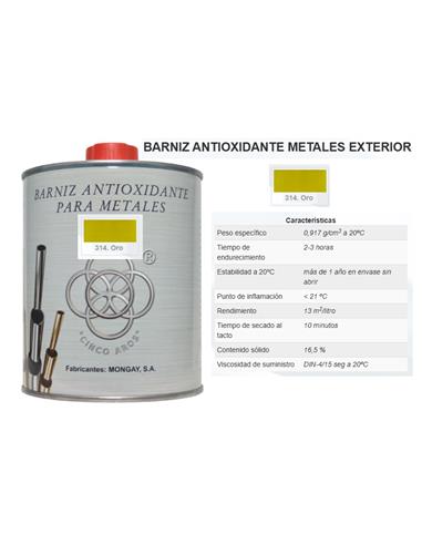 BARNIZ ANTIOXIDO METALES EXT.ORO 1 Lt.