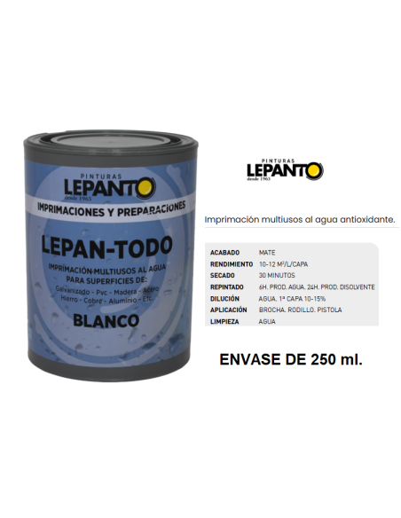 IMPRIMACION MULTIUSOS LEPANTODO BLANCO 250 ml.