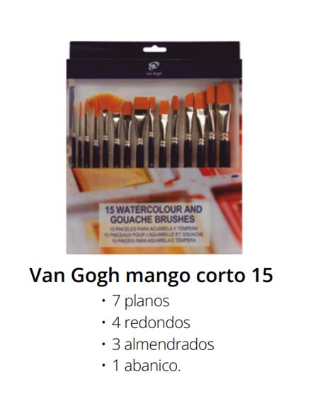 SET PINCELES 15UD CORTOS ACUARELA-TEMPERA VAN GOGH