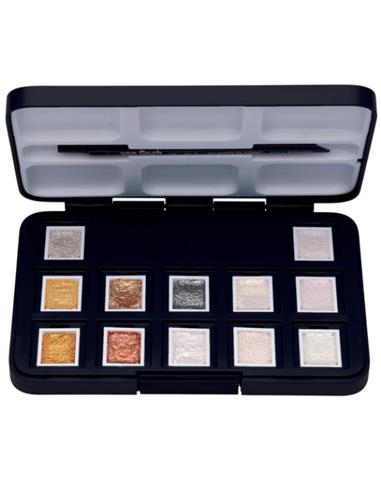 CAJA ACUARELA POCKET SPECIALTY METALLIC 12 MEDIAS PASTILLAS