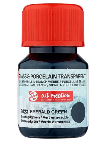 Vidrio & Porcelano Transparente Frasco 30 ml. VERDE ESMERALDA