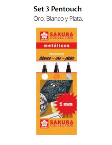 SET PEN-TOUCH FINO BLANCO-ORO-PLATA