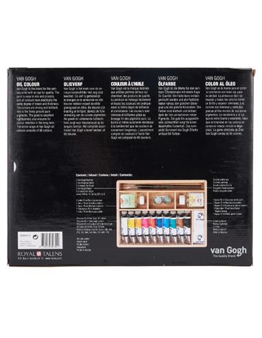 Set básico de pinturas al óleo en caja de madera con 10 colores en tubos de 40 ml + accesorios