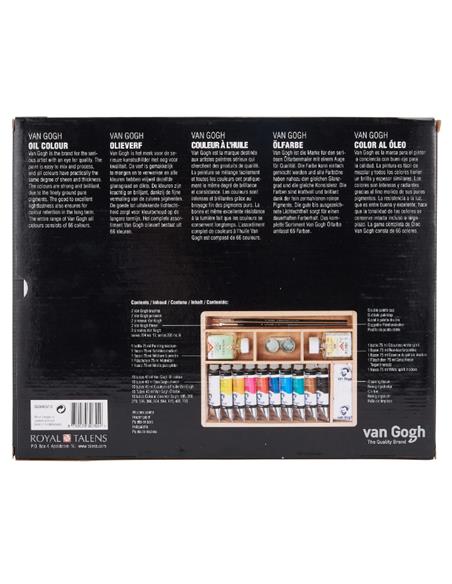 Set básico de pinturas al óleo en caja de madera con 10 colores en tubos de 40 ml + accesorios