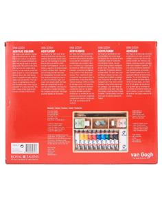 Set de pinturas acrílicas en una caja de madera básica con 10 colores en tubos de 40 ml + accesorios 2