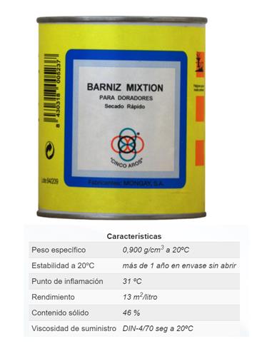 BARNIZ MIXTION DORAR CINCO AROS S/RAP 750 ml.