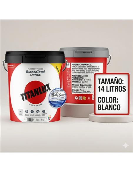 PINTURA PLASTICA TITANLUX BLANCO TOTAL 14 LT
