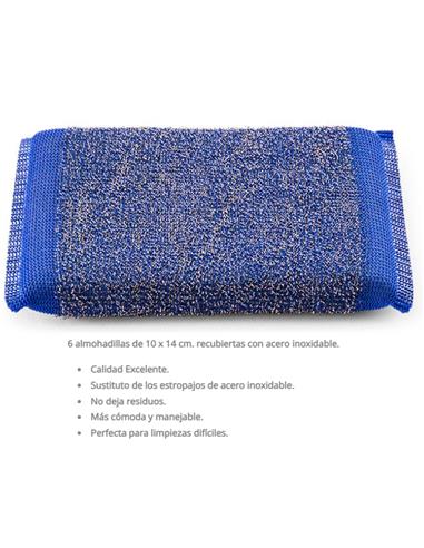ESTROPAJO ALMOHADILLA INOX PACK 6 UD